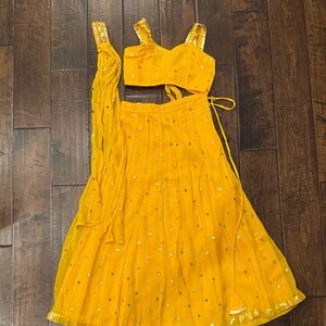 Mustard yellow girls lengha (7-8 years)